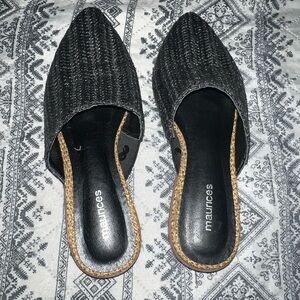 Maurices Black Mules with Textured Knit Design